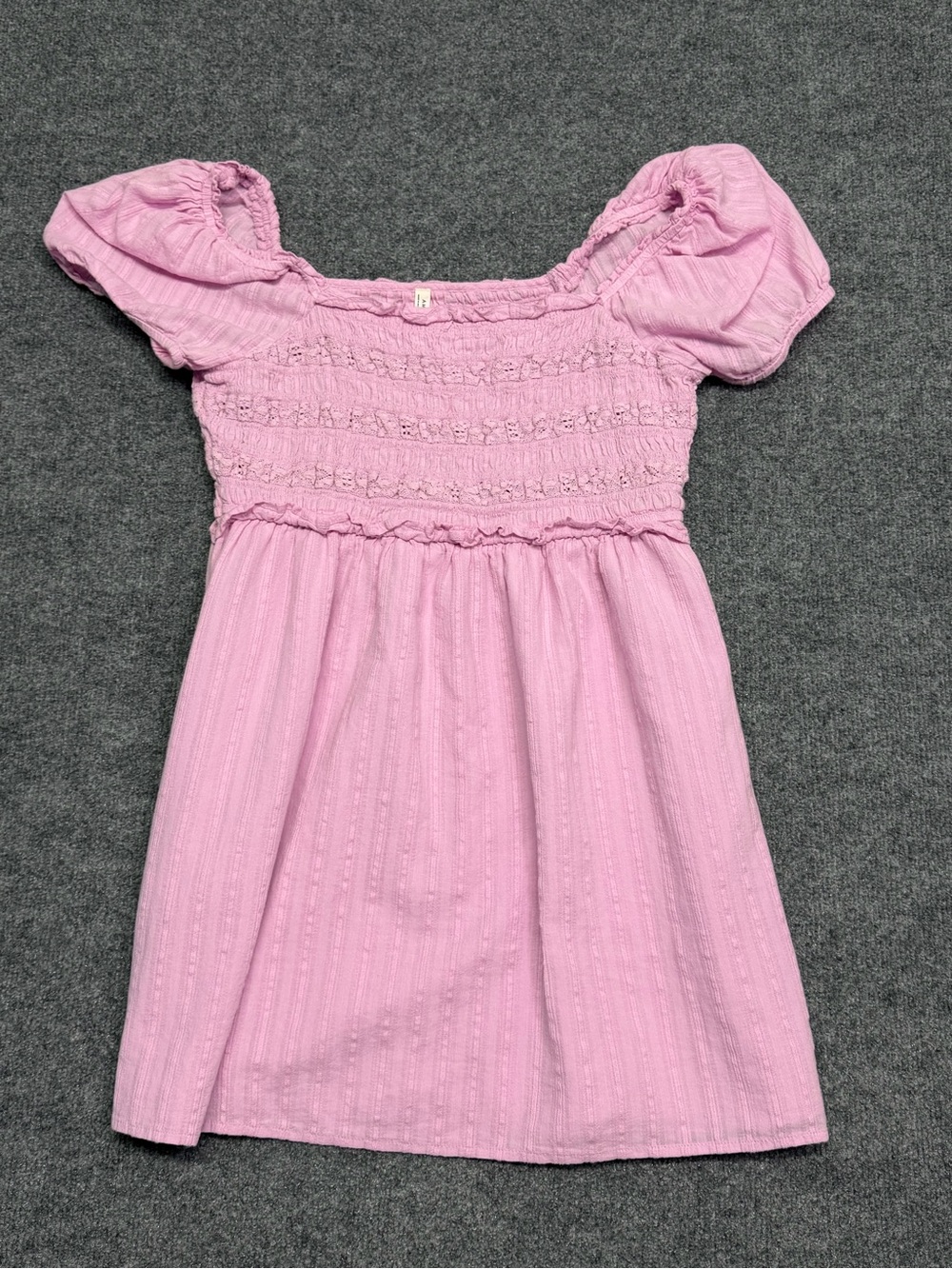American Eagle Outfitters Pink Smocked Puff-Sleeve Dress